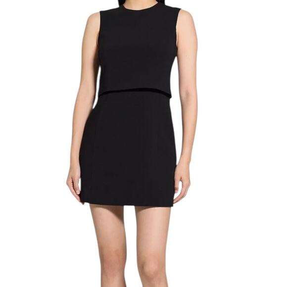 Theory Dress Crepe Sculpted Layer MiniDress black size 14 - Picture 1 of 8